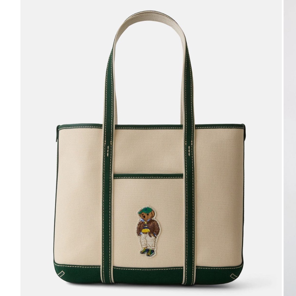Polo Ralph Lauren Bear Embroidery Canvas
Tote Bag Green White - Picture 4 of 5